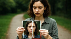 Vertrauen in den Staat verloren Frau mit zerrissenem Foto