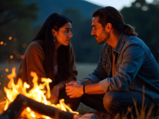 Loyalität eines Paares am Lagerfeuer