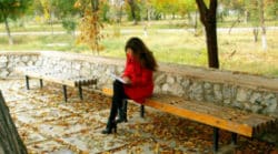 Selbstreflexion wie geht das fokus Herbst Frau Bank thoughtfulness