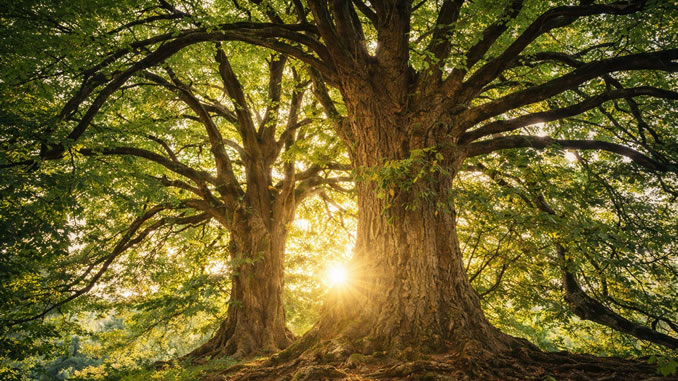 Wald mit wunderschönem Licht