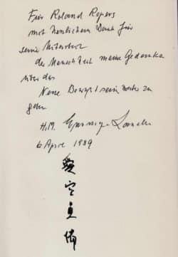 Hiroshima Widmung von Lassalle an roland ropers in 1989