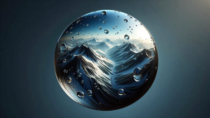ein Wassertropfen und Berge