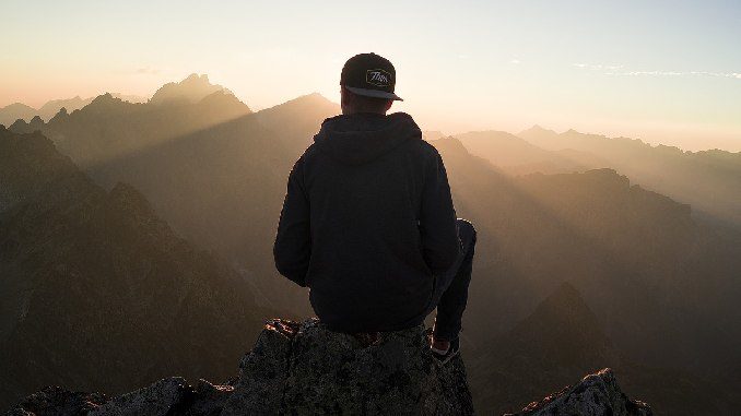 innerer gipfel berg man