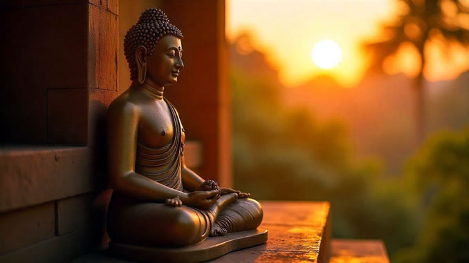 Veränderung mit Meditation Statue des meditierenden Buddha