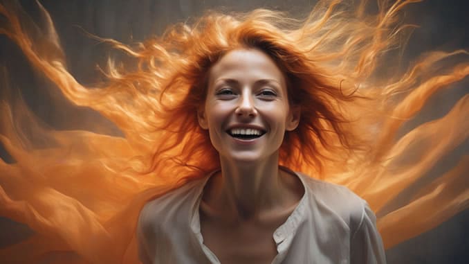 Orangefarbene Aura mit Energie, Enthusiasmus und Lebensfreude