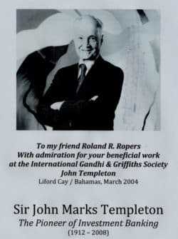 TEMPLETON Sir Widmung maerz 2004