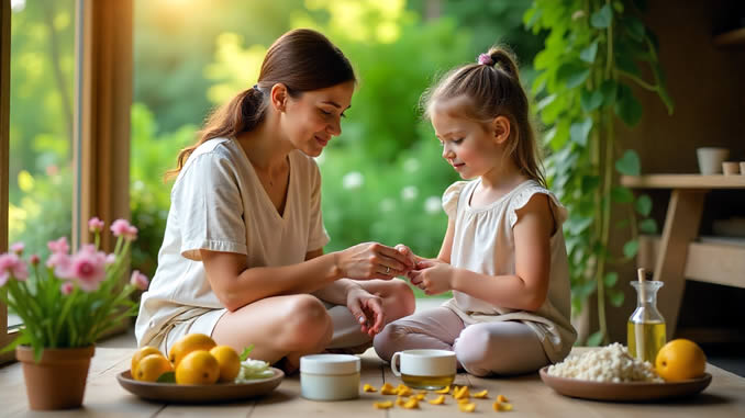 Naturkosmetik selber machen mit Mutter und Tochter
