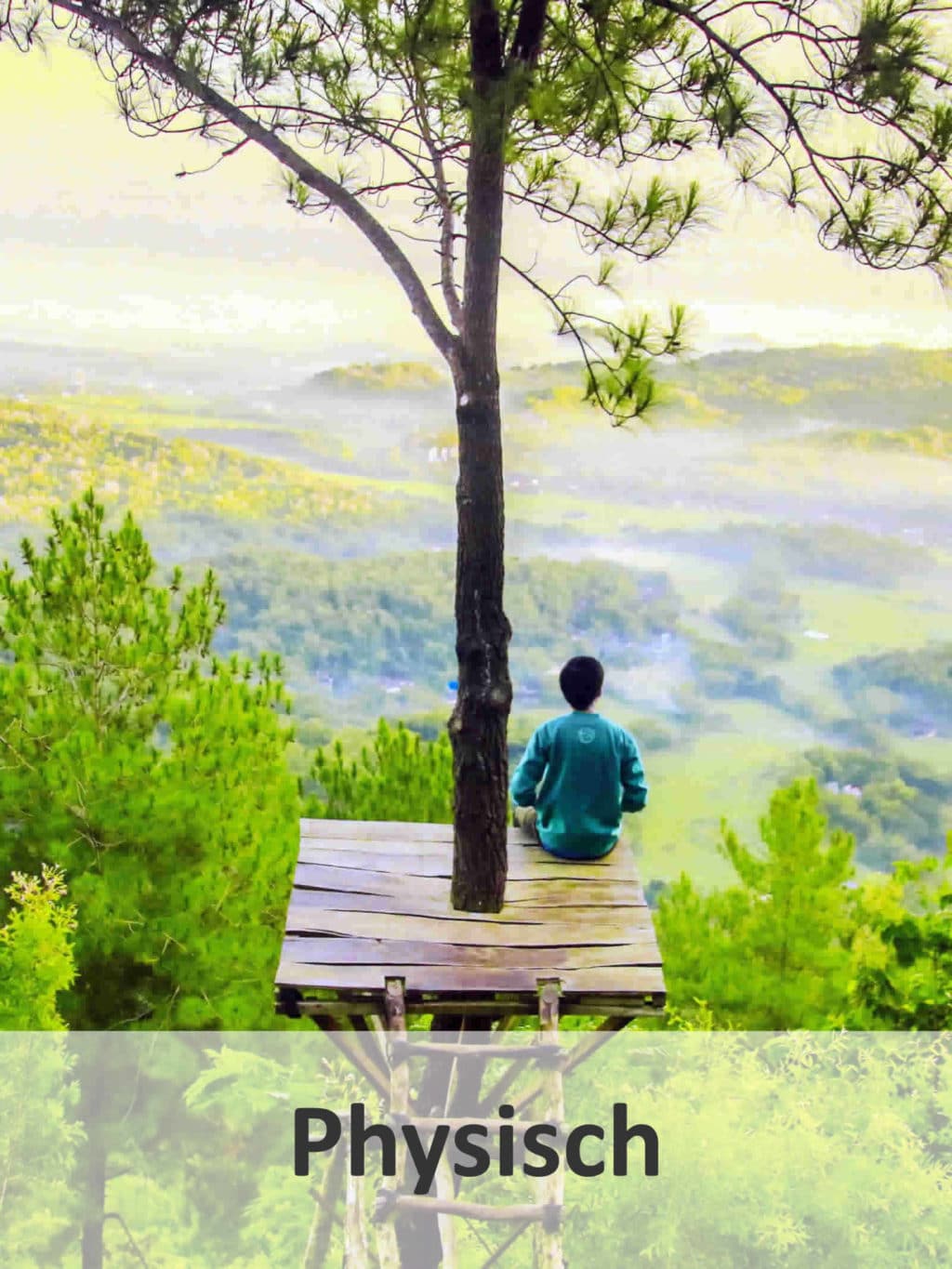 physisch mann baum plattform aussicht