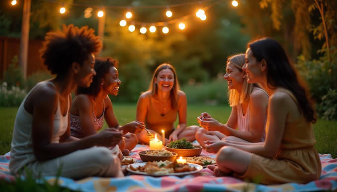 spirituelle Ernährung von Frauen am Abend