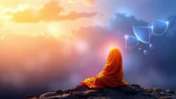 Vier Arten des Denkens am Beispiel eines Menschen auf einem Felsen