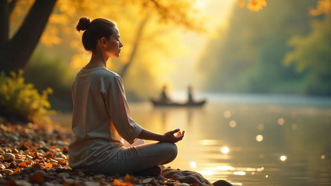 Anleitung zur Meditation einer Frau am See