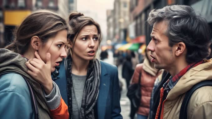 Feindbilder Menschen diskutieren leidenschaftlich