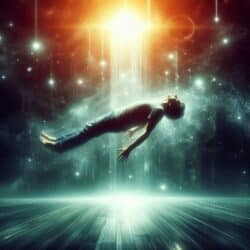 Was wir nicht sind schwebende Person in einer Nahtoderfahrung