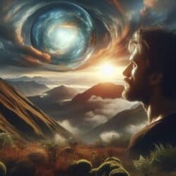 Der heilige Augenblick Mann in der Natur, im Einssein mit sich selbst und dem ganzen Kosmos