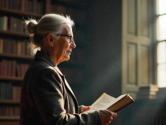 Spirituelle Einsamkeit einer Seniorin mit Buch
