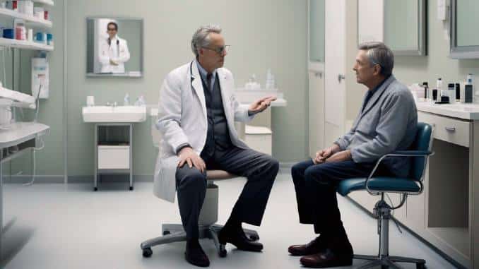 Arzt im Gespraech mit einem Patienten