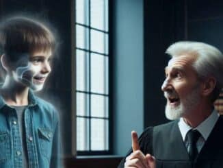 Richter spricht mit dem Geist eines verstorbenen Jungen