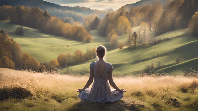 meditierende Frau in der Natur