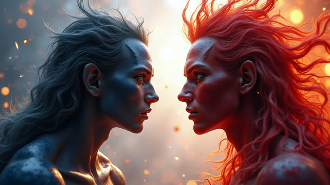 Böse und Gut stehen sich gegenüber