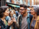 Menschen diskutieren lebhaft und zugewandt
