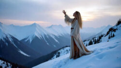 Ur-Religiosität einer Frau im Schnee