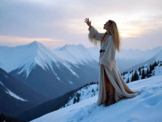 Ur-Religiosität einer Frau im Schnee