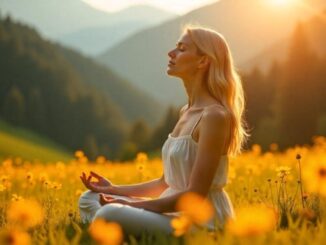 Frieden im Herzen Frau auf Wiese