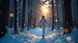 Mysterium der Orbs mit Kind im Wald