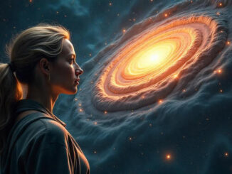 Unsichtbare Kraft im Universum berührt eine Frau