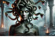 Medusa Kopf mit Schlangen in einem Tempel