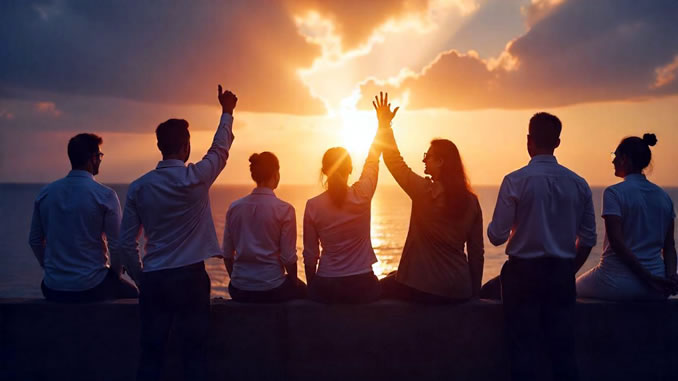 Spiritualität und Business erfolgreiches Daumen hoch halten