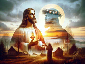 Ostern Collage mit Jesus und Hintergrund