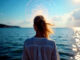 Macht der Frequenz Frau am Meer
