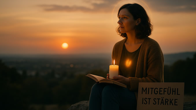 Frau mit Mitgefühl und Kerze