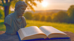 Geist und Kultur Seitenbild mit Buch und Büste