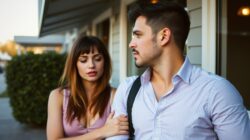Affirmationen Selbstermächtigung und spirituellem Selbstbetrug Mann und Frau in strittiger Situation