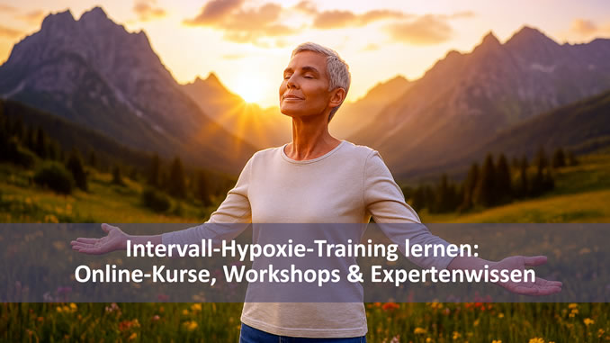 Intervall-Hypoxie-Training Frau mit guter Gesundheit auf Wiese