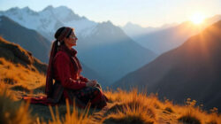 Bhutan mit seinen Bergen und glücklichen Menschen
