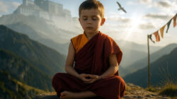 Dalai Kind in den Bergen
