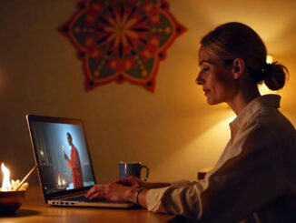 Digitale Rituale einer Frau am Laptop