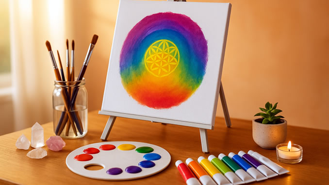 Chakra Malerei Leinwand Staffelei
