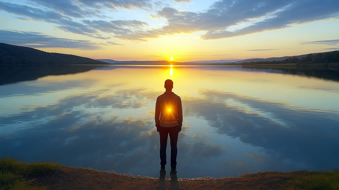 Welt Spiegel der Seele an einem See symbolisiert