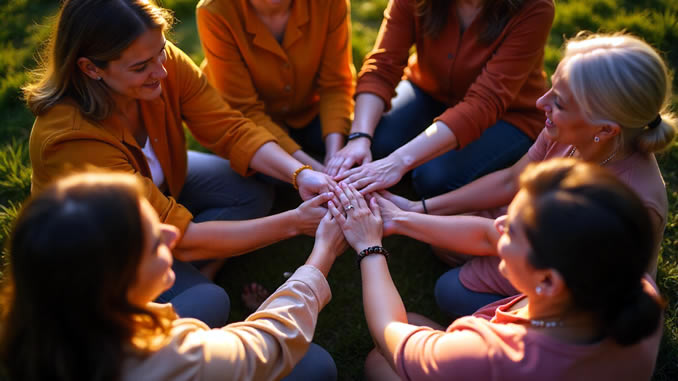 Frauen praktizieren Mitgefühl