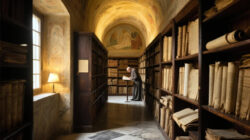 Geheimarchiv des Vatikans alte Bibliothek in einem Gewölbe