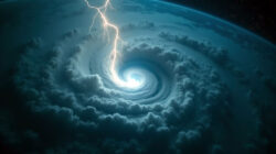 Finde das Auge des Sturms in dir Sturm mit Auge und Blitz
