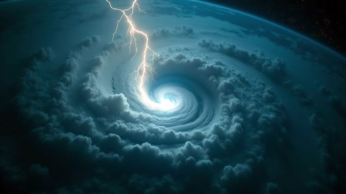 Sturm mit Auge und Blitz