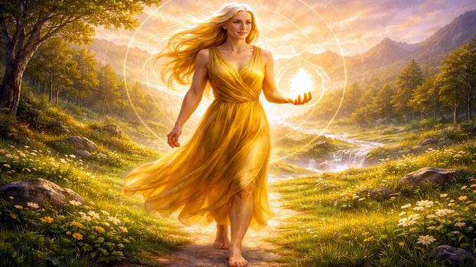 Frau bringt Licht in die Welt