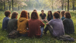 Junge Leute immer offener für die WeltGruppe Jugendlicher im Wald