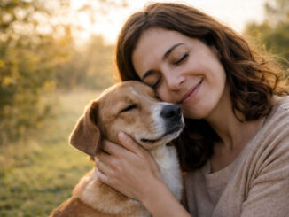glückliche Frau mit Hund