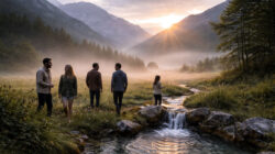 Sicherheit in unsicheren Zeiten Menschen am Bach